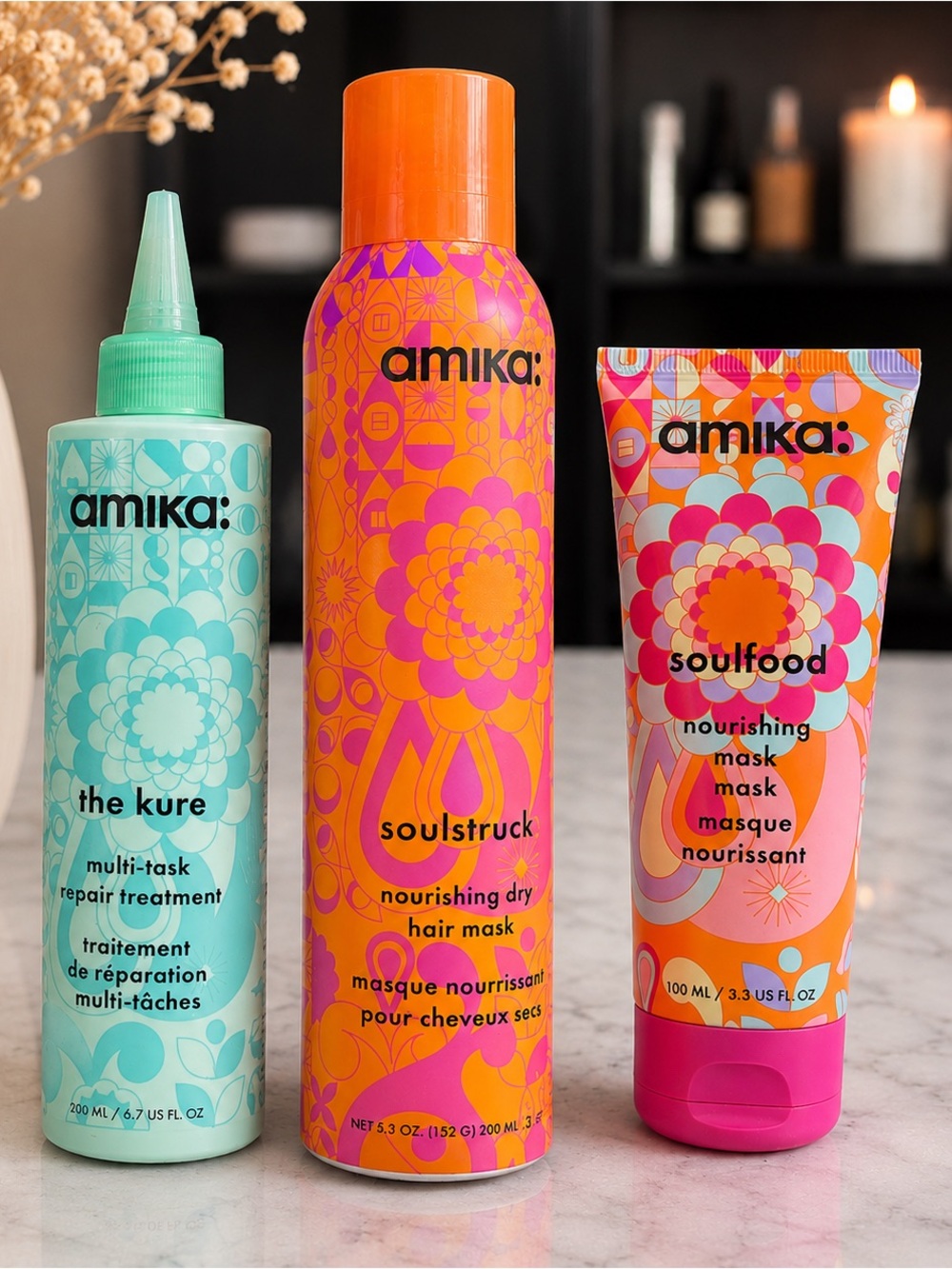 Amika Hair Treatment Bundle The Kure Soulstruck Soulfood 3pc